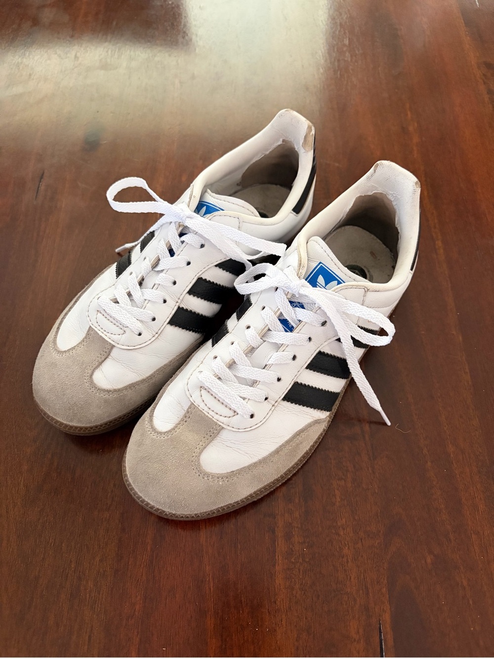Adidas Samba Unisex White & Black Leather Sneakers - Picture 1 of 5